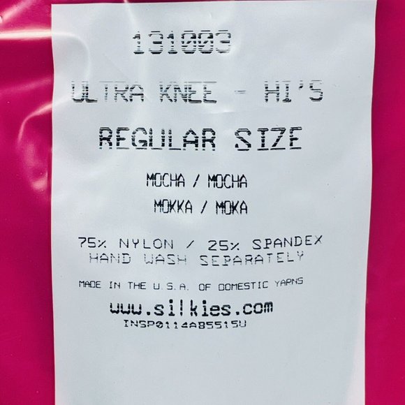 SILKIES 131002 Ultra Knee Hi’s Regular Mocha Nylon Spandex Made USA - Picture 3 of 6